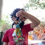 Confecção das bonecas Abayomi em nosso curso de férias.